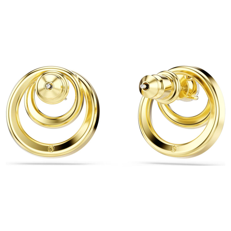 Hyperbola stud earrings Round cut, White, Gold-tone plated